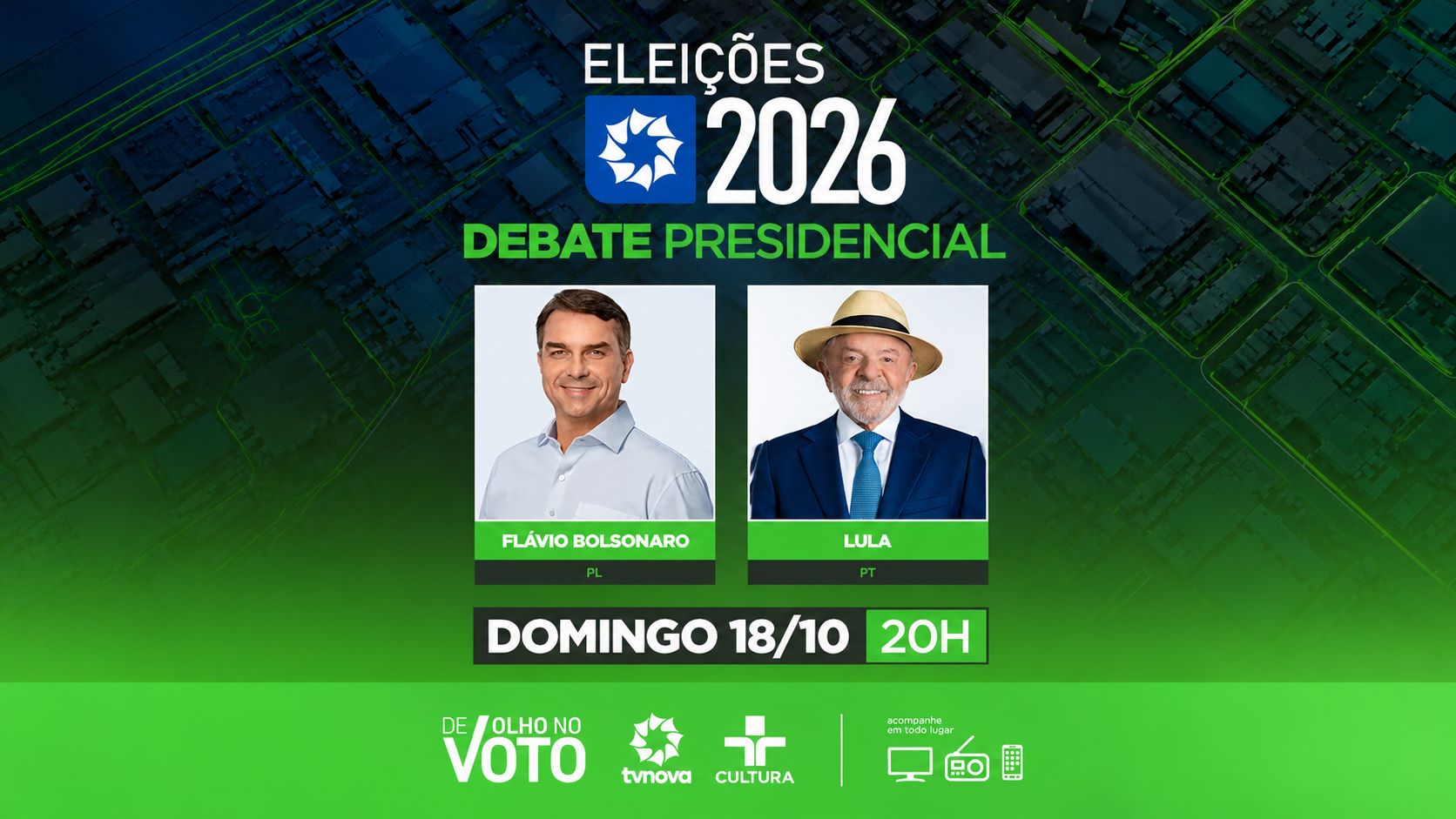 DEBATE ENTRE FLÁVIO BOLSONARO E LULA NESTE DOMINGO (18) SERÁ RETRANSMITIDO PELA TV NOVA