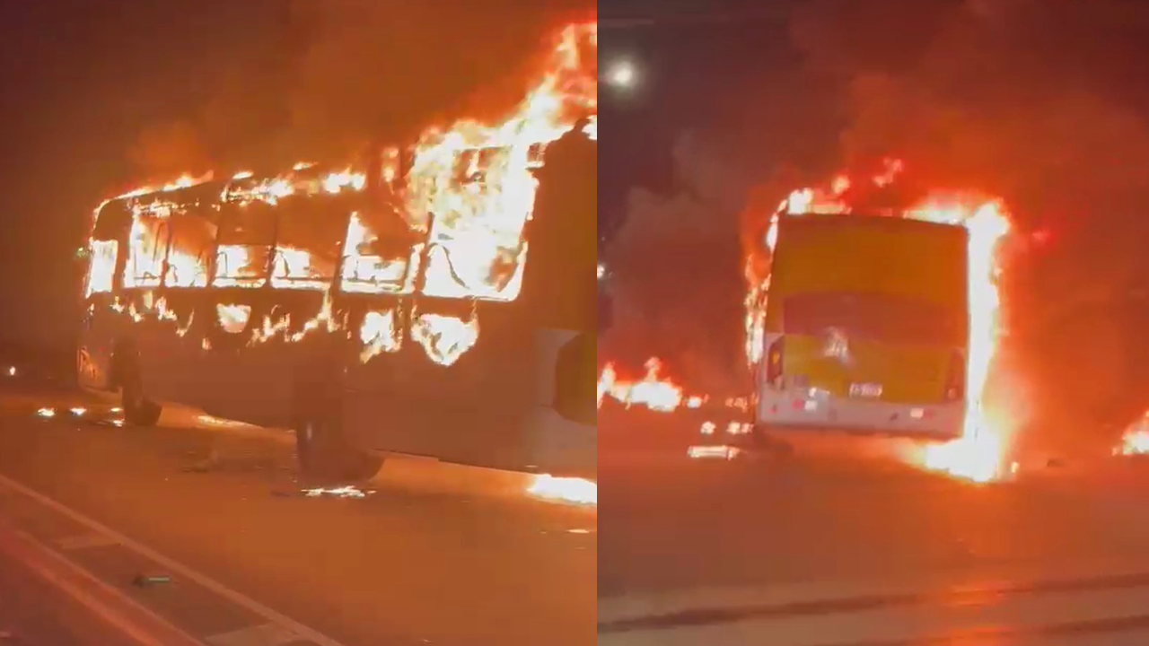 Criminosos teriam colocado fogo em ônibus com passageiros dentro durante protesto no Recife